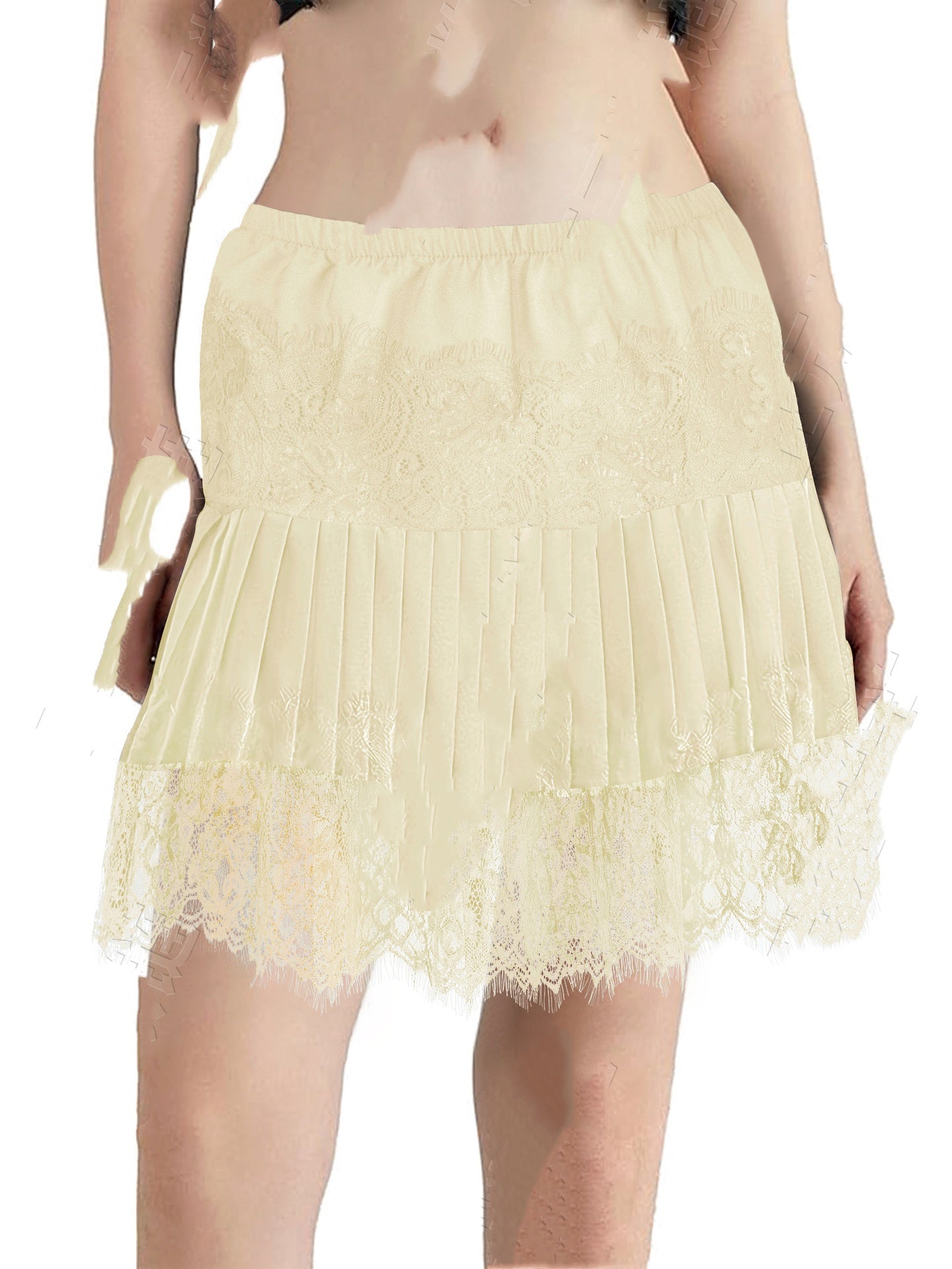 Y2K Ballet-style Basic Hem Lace Patchwork Low-waist Skirt