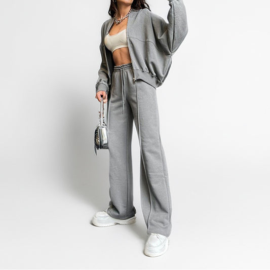 European And American Women's Clothing Suit Fashion Solid Color Casual Loose