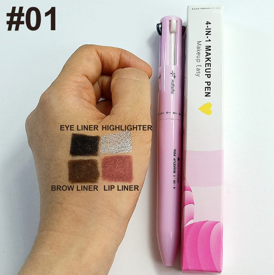 Multifunctional Cosmetic Brush Four-color 4-color Lip Liner Highlight Eyeliner Eyebrow Pencil