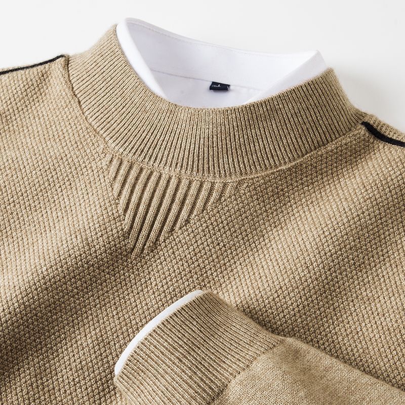 Men's Knitted Half-Turtleneck Inverted Triangle Jacquard Sweater