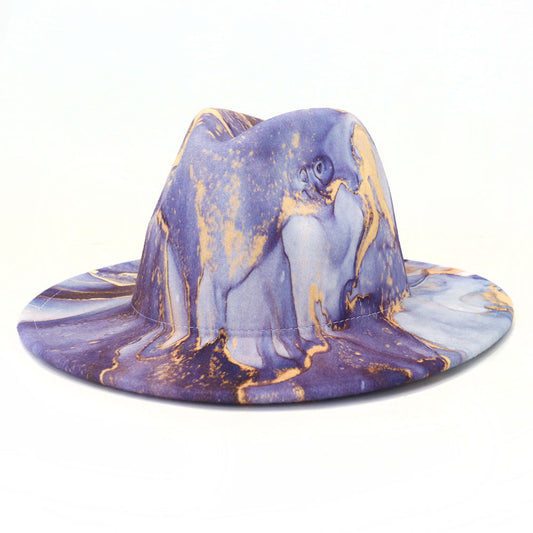 New Digital Printing Woolen Big Jazz Top Hat Big Pressure Hat
