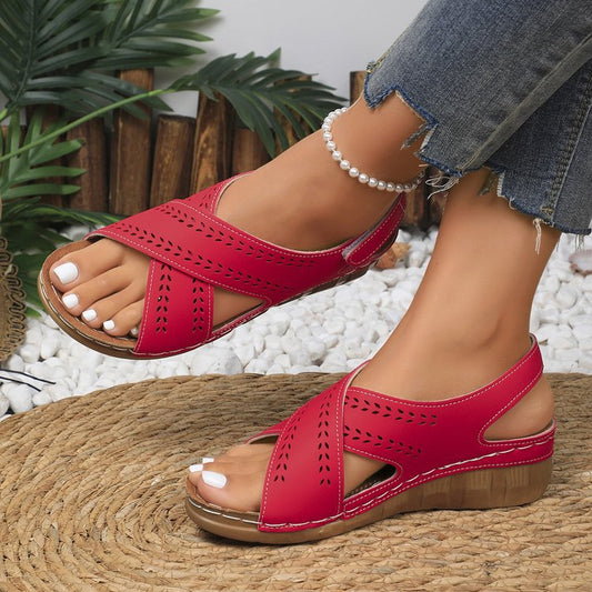 Plus Size Wedge Women's Back Strap Velcro Sandals