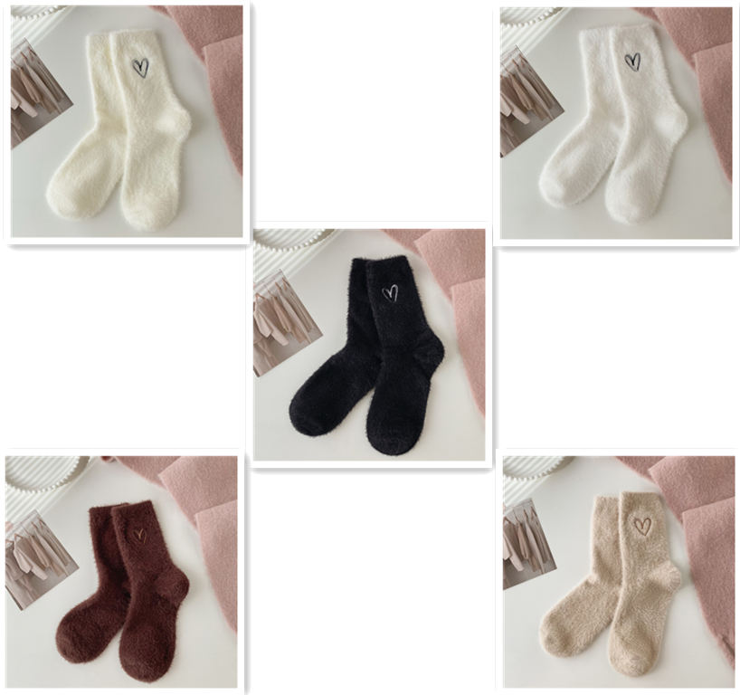 Women's Fashion Embroidered Mink Fur Socks
