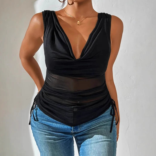 Pure Desire Style V-neck Sleeveless Spicy Sexy High Waist Crop Top