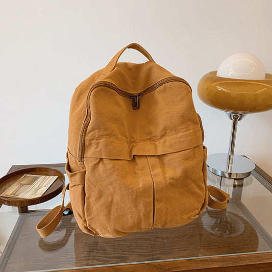 New Washed Canvas Backpack Women's Large Capacity Retro Trendy College Student