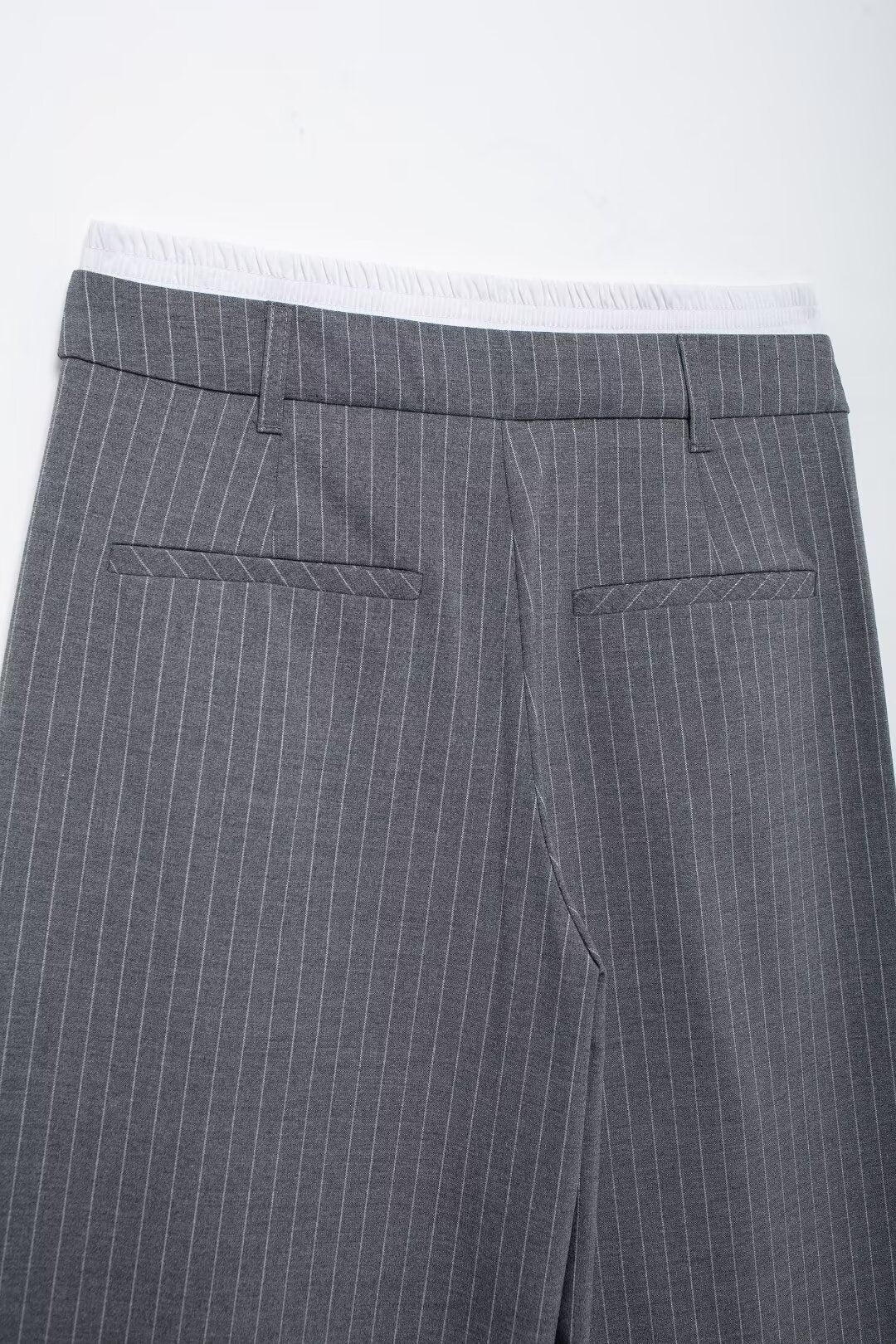 Fashion Pinstripe Boxer Briefs Detail High-waisted Trousers