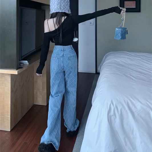 Women's Fashion High Waist Straight Wide Leg Pants