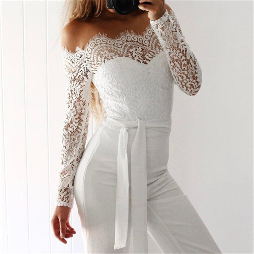 Hot stil blonde-patchwork sommerfugle-jumpsuit med enkel krave