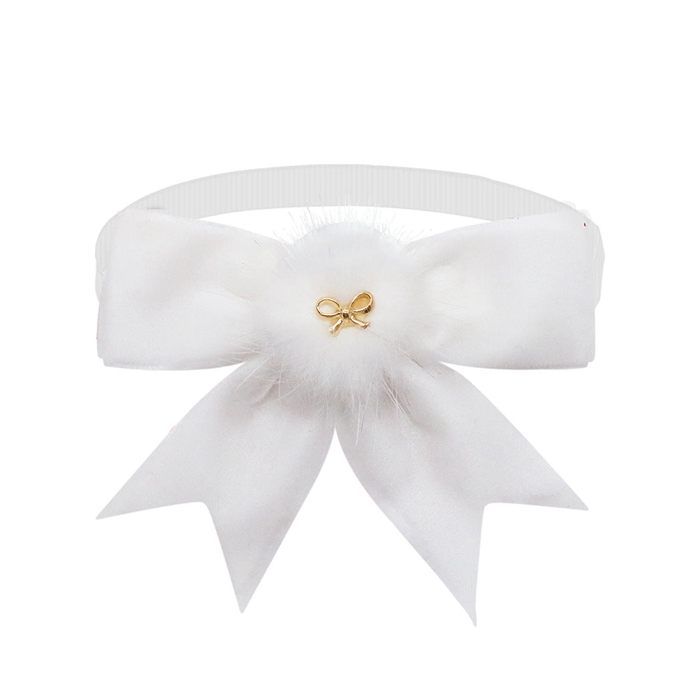 Pet Tie Solid Color Bow Jewelry Suede Adjustable