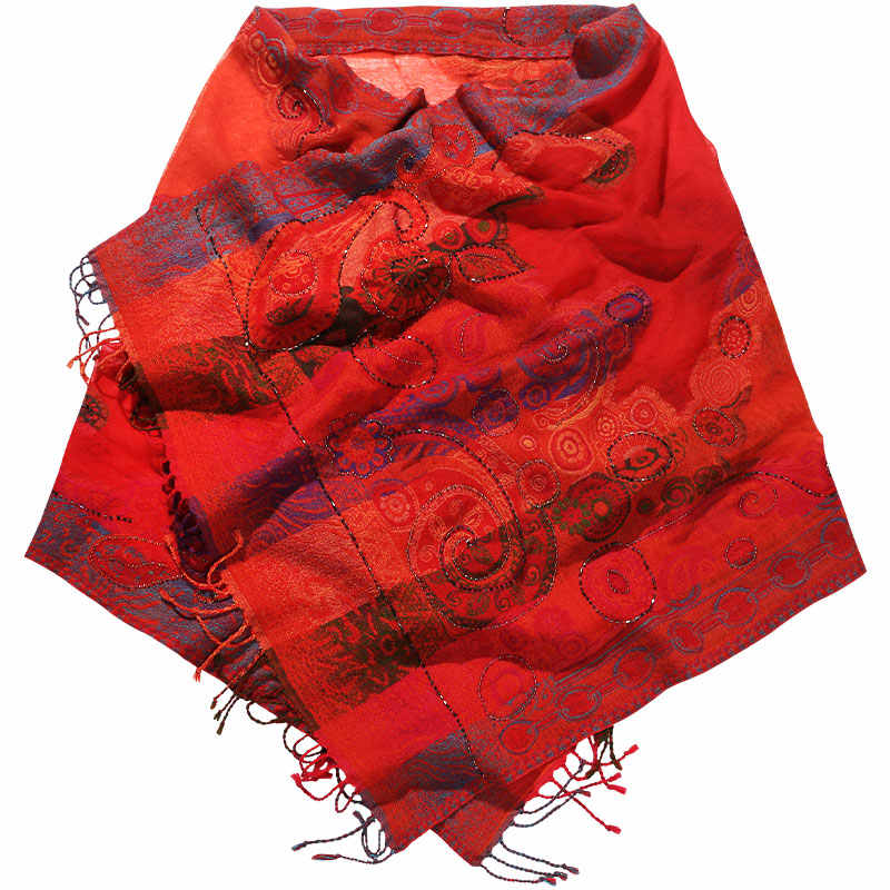 Ethnic Style Boiled Wool Warm Winter Scarf Shawl