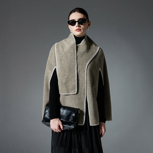 Double-faced Woolen Goods Stitching Cape And Shawl Scarf