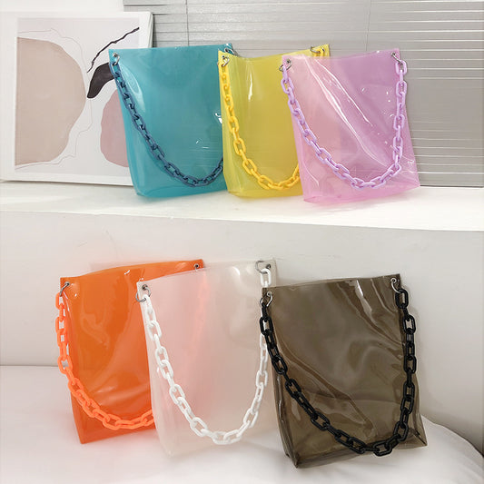 Dame Transparent Jelly Håndtaske PVC