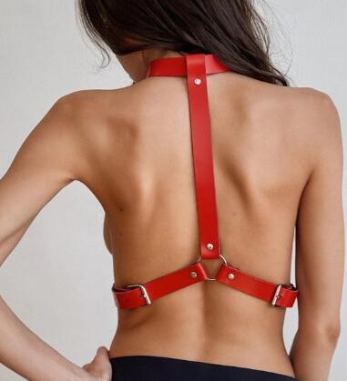 Women's Leather Round Neck Integrated Adjustable Belt