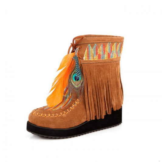 National Style Women Short Boots With Soles