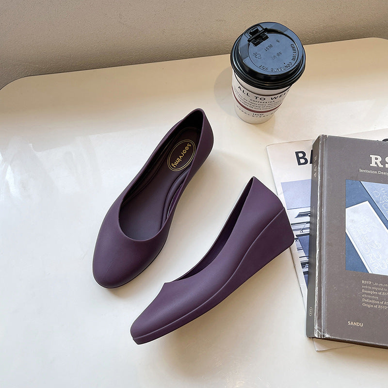 Shallow Mouth Toe Jelly Shoes Non-slip Soft Sole Comfortable