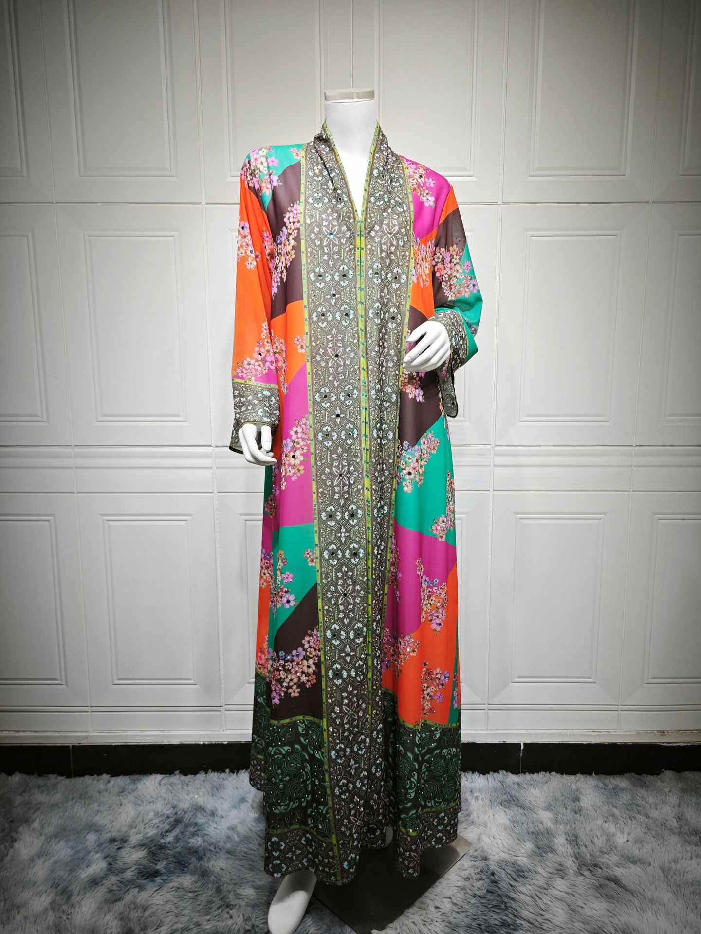 Womens Fashion Printed Long-Sleeve Dress