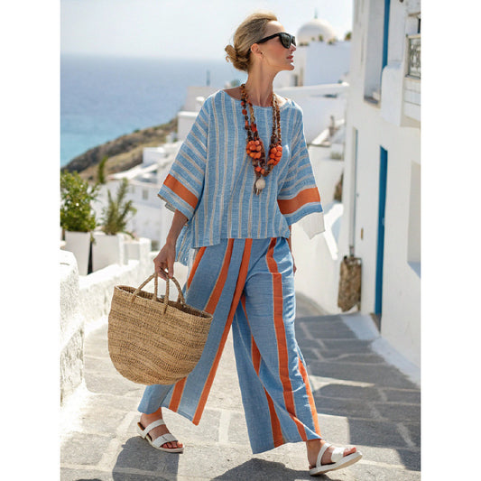 Women's Printed Short Sleeve Shirt Set