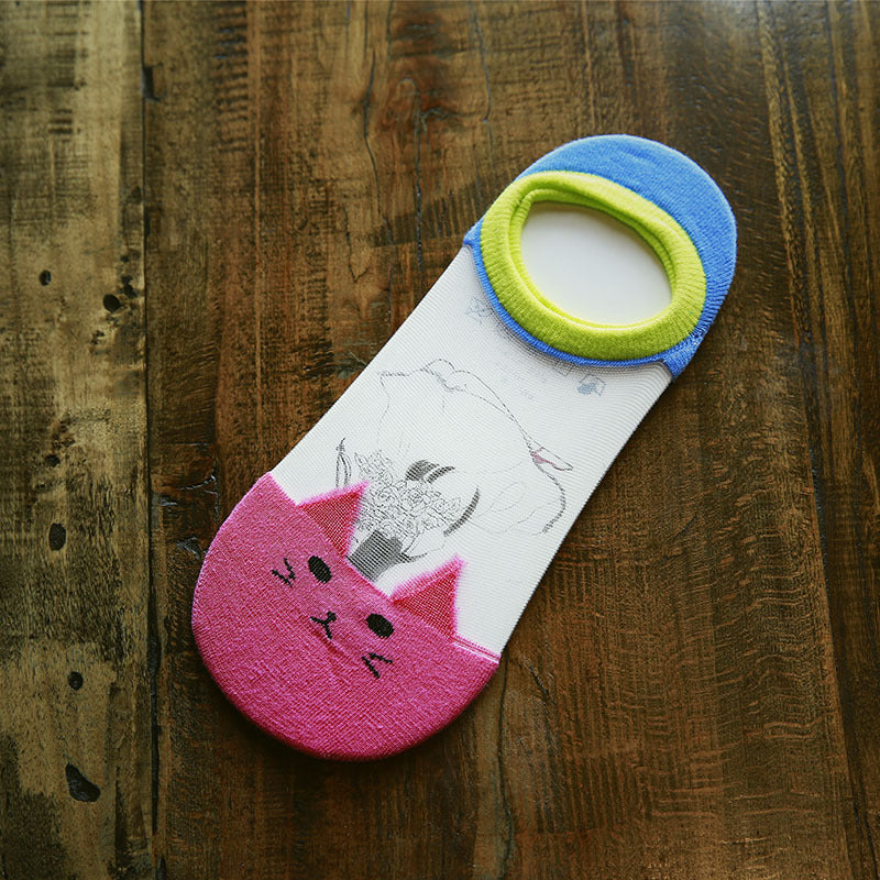 Creative Cute Cat Glass Silk Invisible Socks