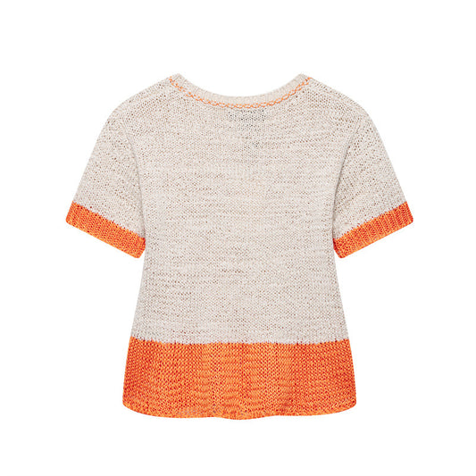 European And American Style Fashionable Simple Short-sleeved Knitted Top