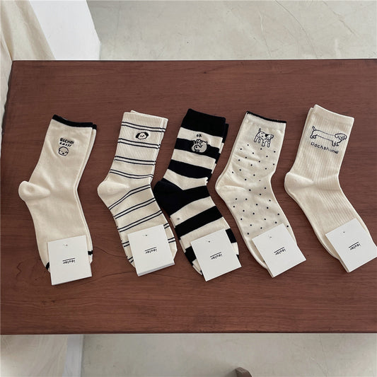 Cute Repair Hook Embroidered Children Tube Socks Autumn College Style