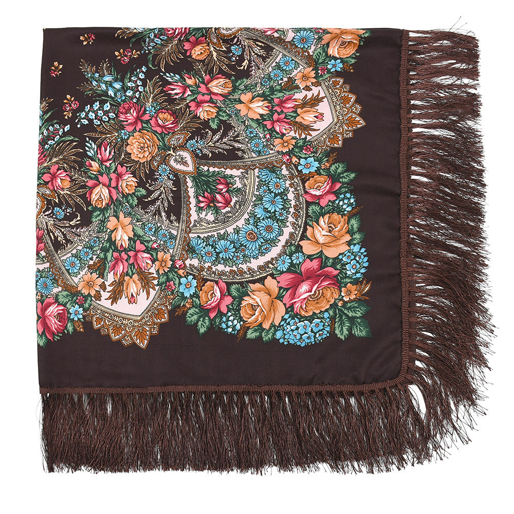 Shade And Sunscreen Printed Fringed Shawl