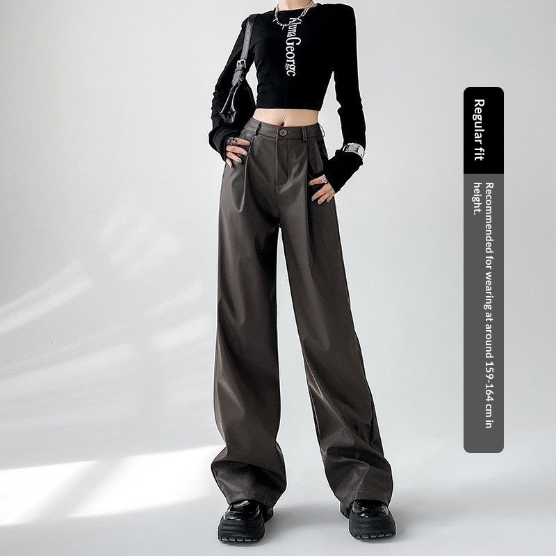 Womens Stylish Casual High-waisted Slimming Wide-leg Pants