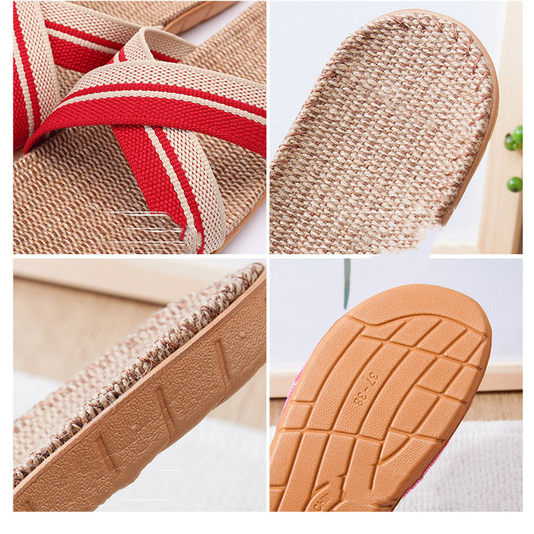 Summer Linen Slippers Home Soft Bottom Home Wood Flooring