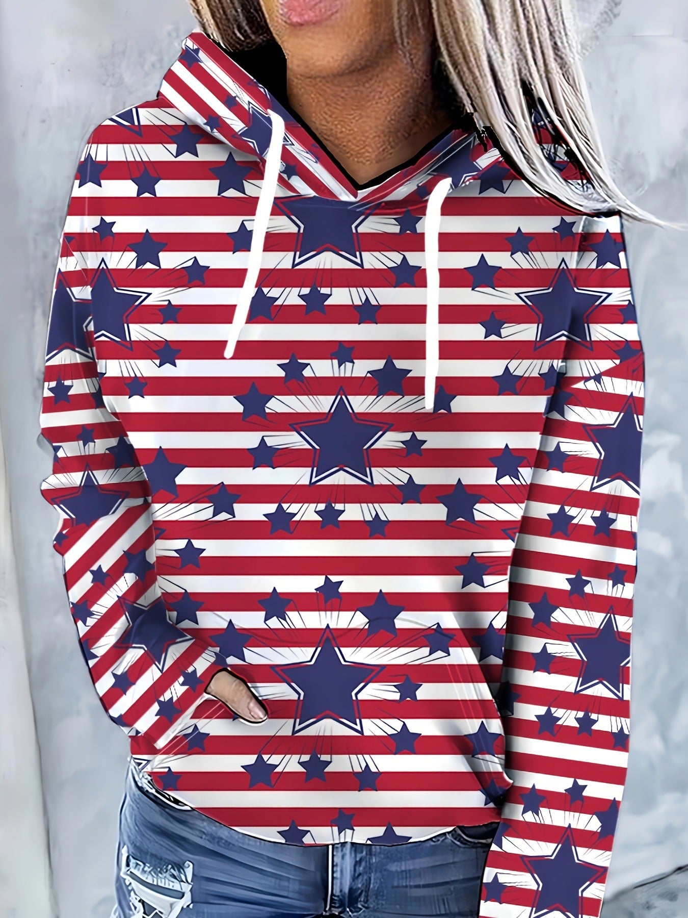 Digital-Print Casual Streetwear Dame Hættetrøje 3D