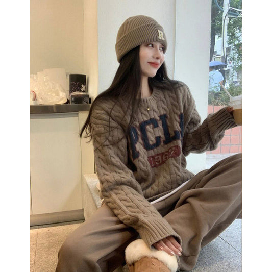 Idle Style Milk Huhu Soft Glutinous Wind Cable-knit Sweater