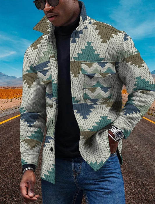 Fashion Men's Lapel 3D Printed Jacket