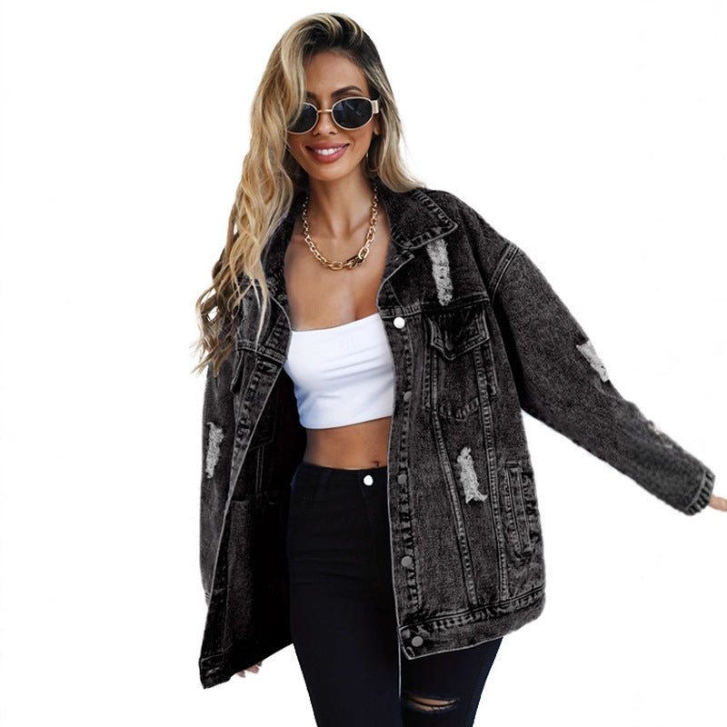 Super Nice Coat Women's Design Sense Niche Tooling Ripped Jacket