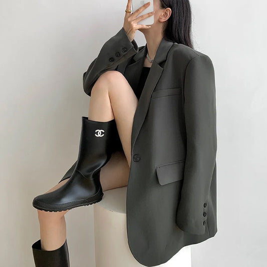 Oversize Black Suit Jacket Women's High-grade New Spring And Autumn Korean Style Casual Loose Profile Suit