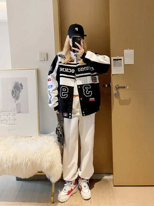 Women's Motorcycle Jacket Loose Baseball Uniform