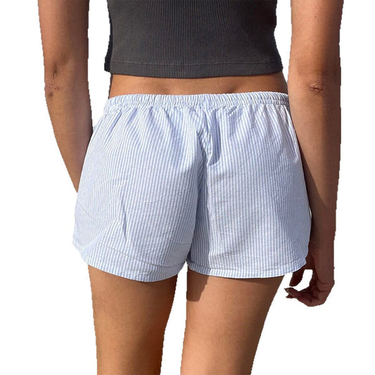 Women's Casual Vacation Striped Lace-up Shorts