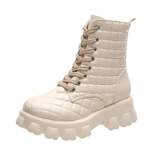 New Style Lace-up Women's Leather Boots For Autumn And Winter