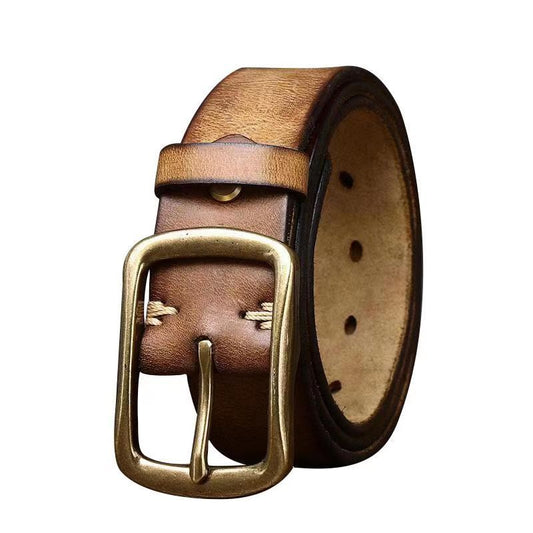Leather Belt Men's Genuine Leather Pure Retro 38CM