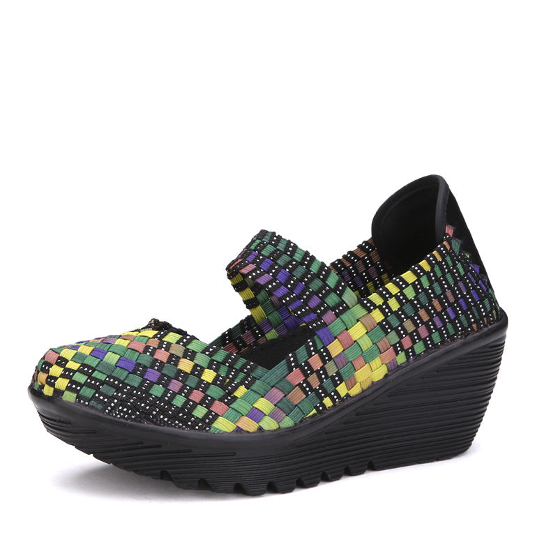 Hand-woven Women's Hollow-out Platform Casual Shoes