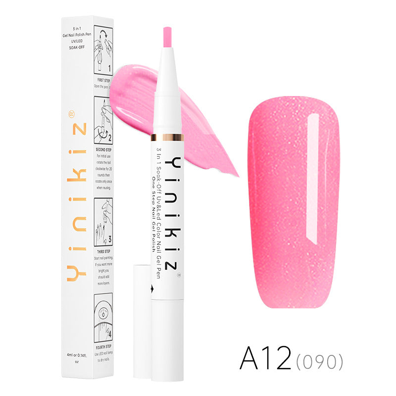 Et-Trins Neglelim Lazy Pen Hvid Tre-i-én UV Neglelak Praktisk Og Hurtig Begynder Manicure