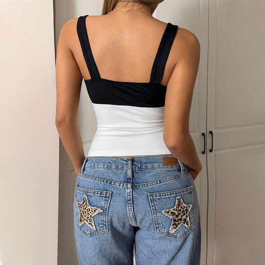 Camisole With A Bold American Style Color Block Design