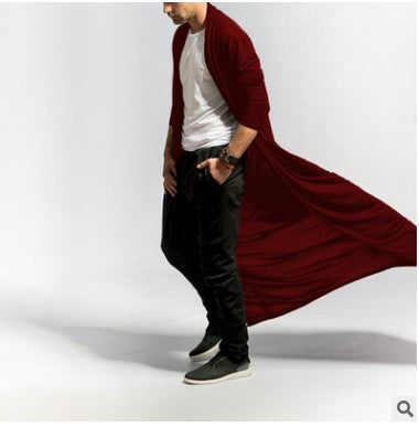 Slim Long Trench Coat Casual Fashion Solid Color Men'S Top