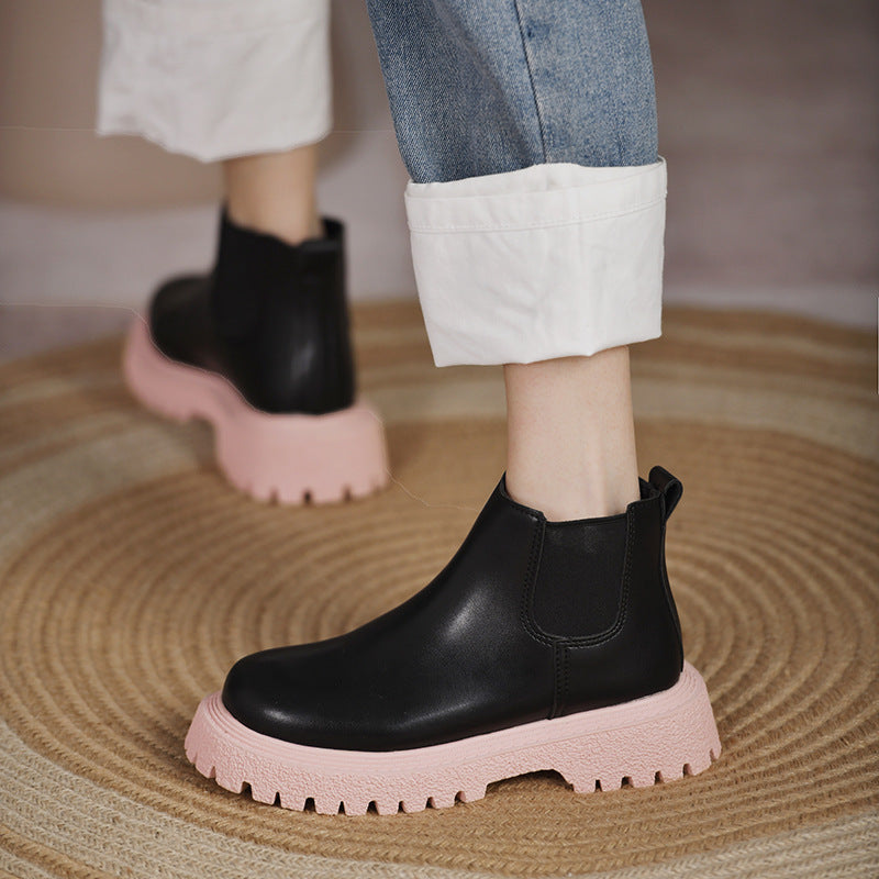 Boots Fried Street Wild Round Toe Thick-soled Street