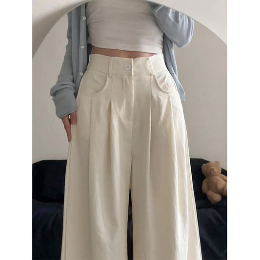Suit Pants Women's High Waist Baggy Straight Trousers