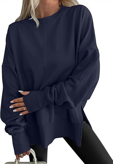 Moderne afslappet rundhalset pullover løs sport langærmet sweater