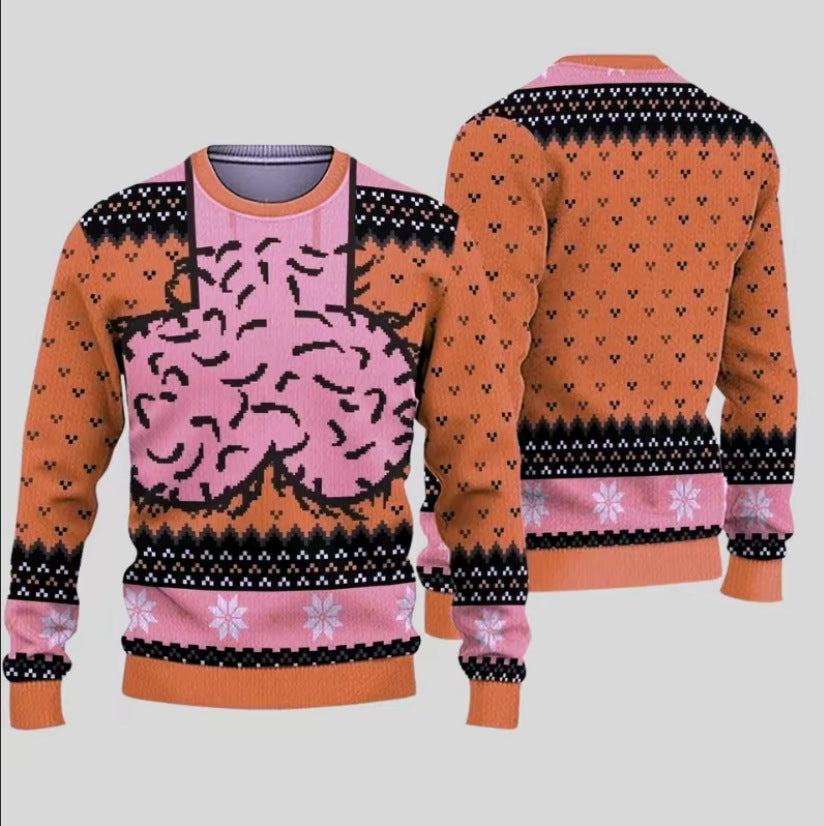 Christmas-themed Print Loose-fit Crewneck Sweater