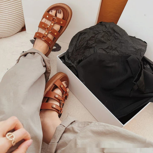 Retro Versatile Roman Style Sandal Slippers Women