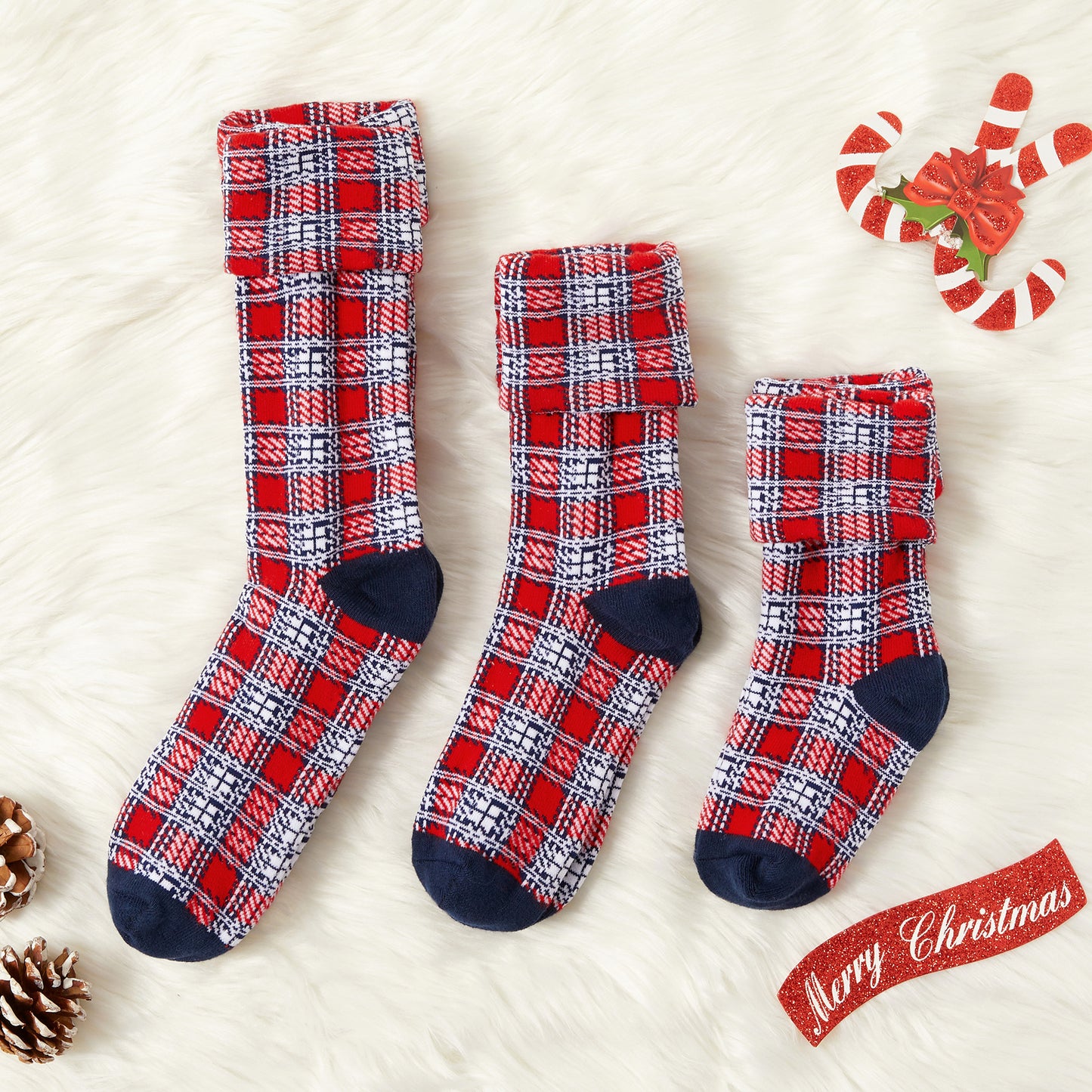 Mother Baby Parent-child Christmas Jacquard Short Stockings