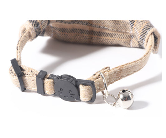 Bow Tie Cat Collar Bandana Breakaway Pet Collar Bandana With Classic Plaid Adjustable Cat Collar With Scarf And Bowtie Necklace