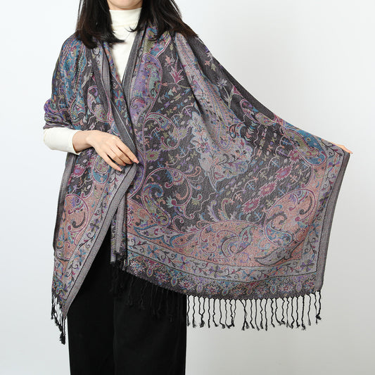 Export Scarf Ethnic Style Jacquard Cashew Tassel Shawl