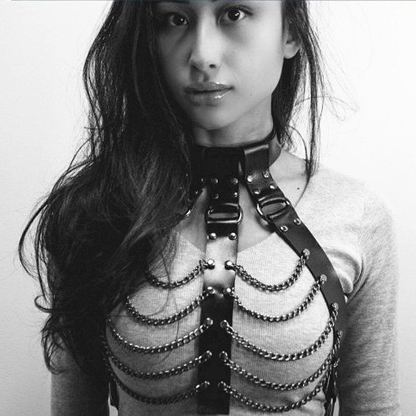 Punk Dark Street Dance Collar Belt One Piece