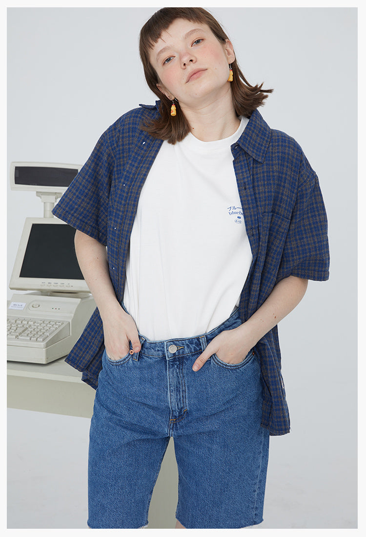 Square houlest original design raw denim shorts female high waist loose pants five pants new